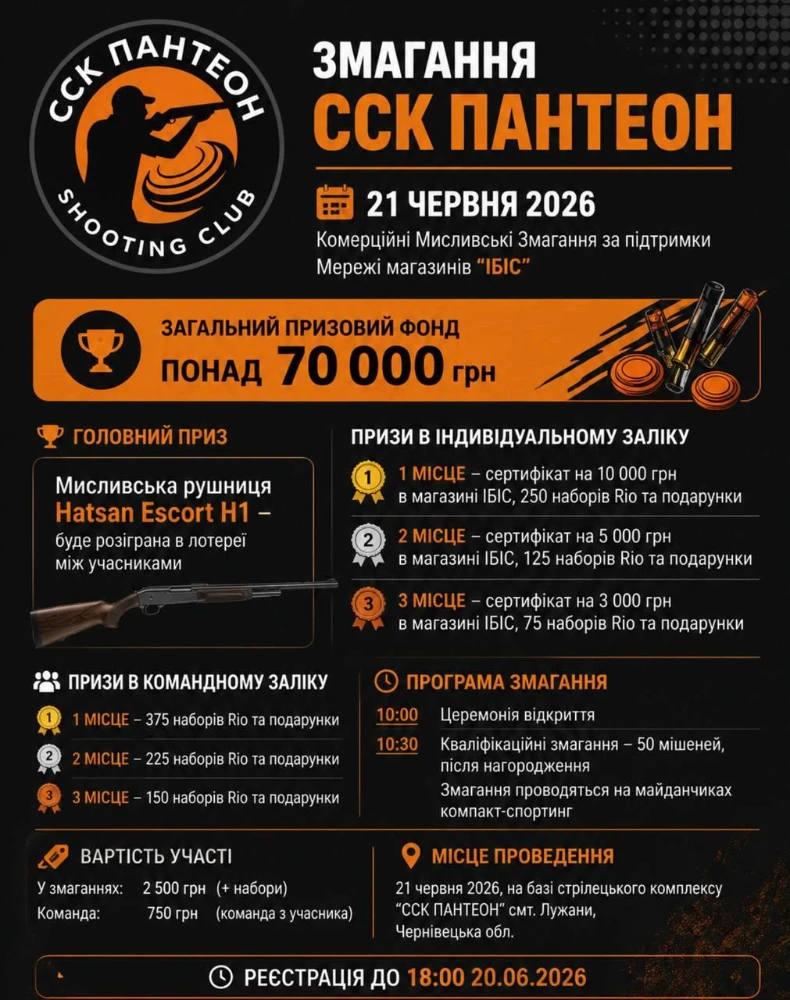 Перший Комерційний Турнір «ССК ПАНТЕОН» - Компакт-спортинг (Червень 2026)